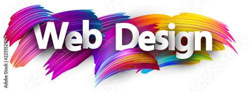 Web design paper poster with colorful brush strokes.