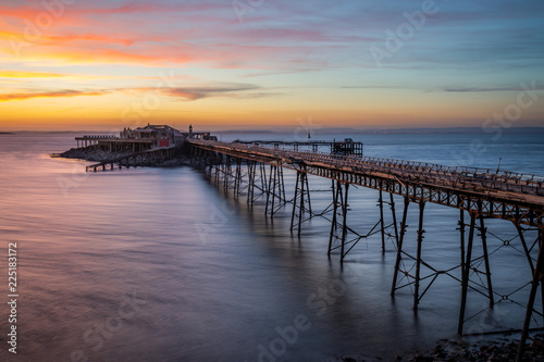 The long-derelict Birnbeck Pier stretches out to the Bristol Channel at Weston-super-mare