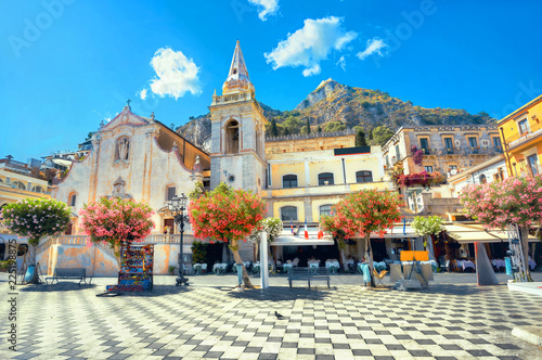 San Giuseppe Church at IX Aprile Square in Taormina. Sicily, Italy
