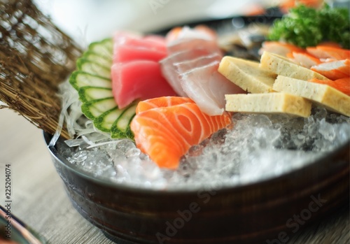 Closeup Japanese food sashimi set : soft focus
