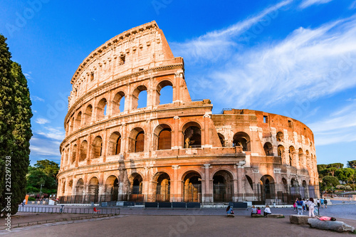 Rome, Italy. The Colosseum or Coliseum at sunset.