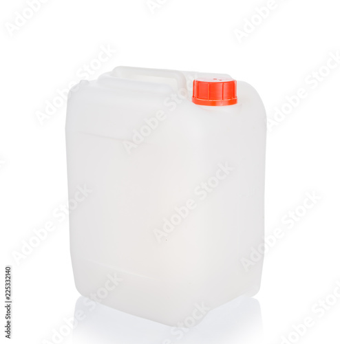 One Plastic jerrycan isolated on white background