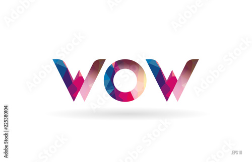 wow colored rainbow word text suitable for logo design
