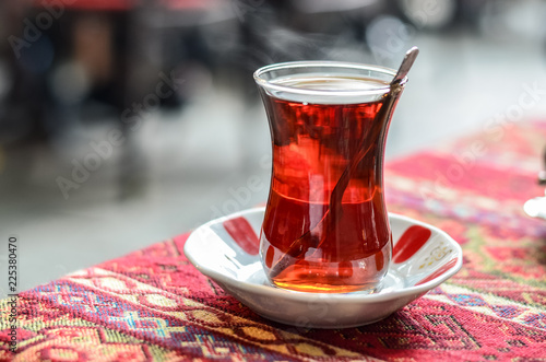 Turkish tea with bokeh background