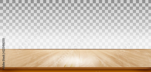 Wooden floor with transparent wall. Vector illustration