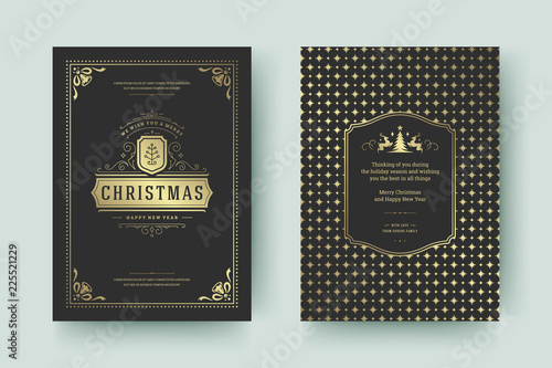 Christmas greeting card design template vector illustration.