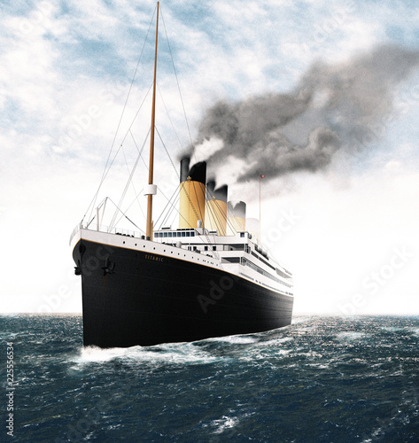 Illustration of the Titanic in the Sea during the Day