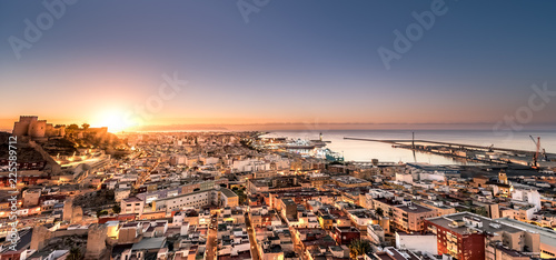 Sunrise in the city of Almeria