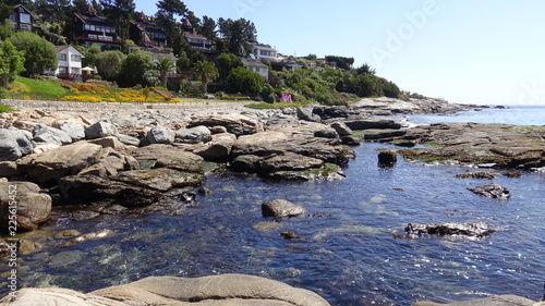 Landscape, rocky beach and seaside