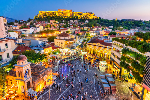 Athens, Greece - Monastiraki Square and Acropolis