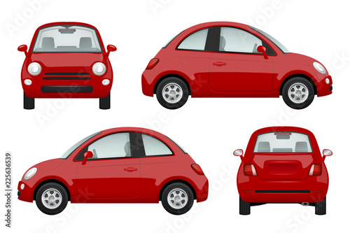 Colored cars. Various realistic illustrations of cars. Transport auto microcar vector