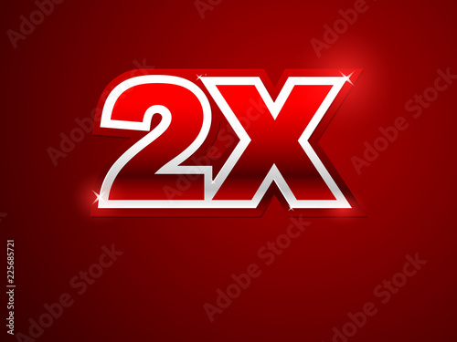 2x sign in red background
