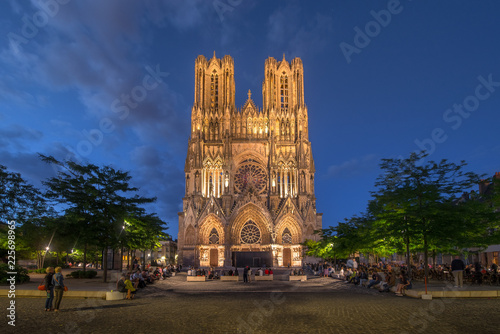 Reims cathedral summer night light show, Champagne region, France