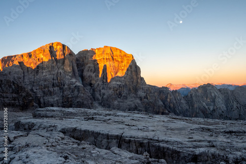 Brenta Dolomites in sunrise light, Italy, Europe