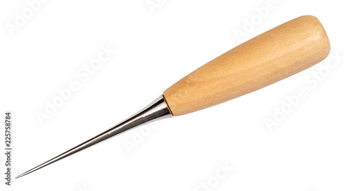 new awl with wooden handle cut out on white