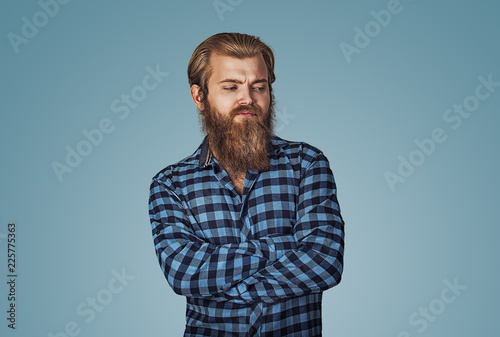 jealous envious bearded hipster man