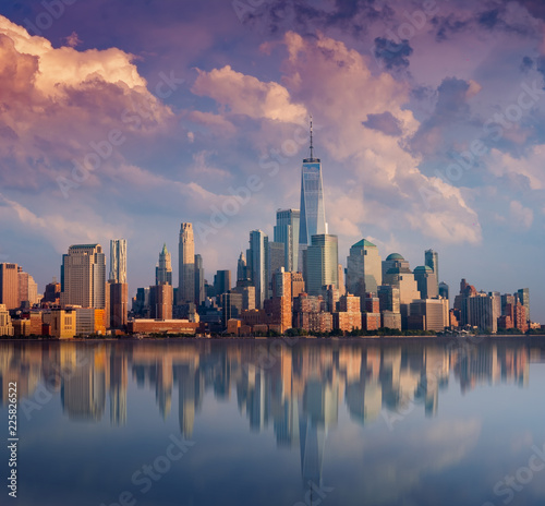 New York City with Manhattan Skyline over Hudson River,New York City, USA