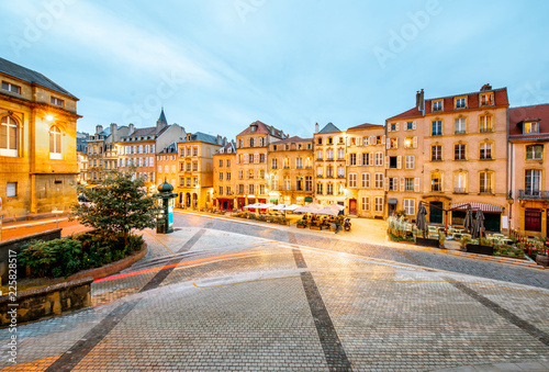 Night street view in Metz city, France