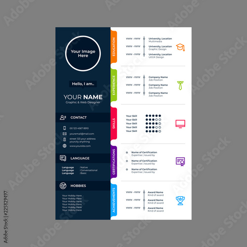 cv design with line icons vector