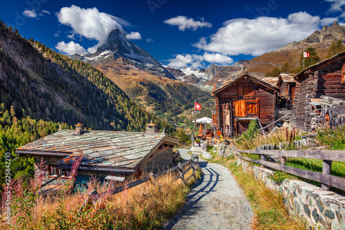 Swiss Alps. Landscape image of Swiss Alps with Matterhorn during autumn morning.