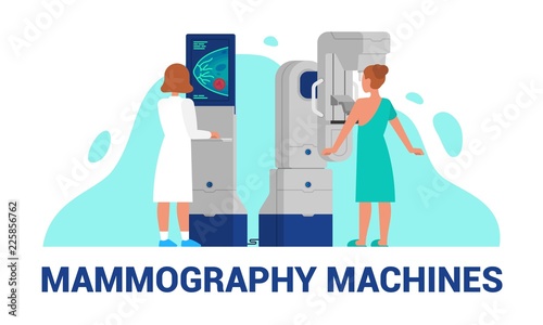 Mammography machines vector illustration of breast diagnosis