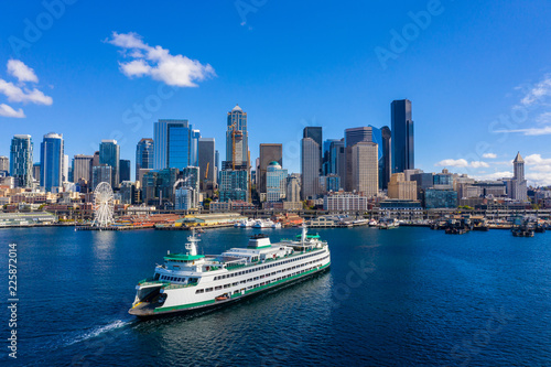 Ferry in Seattle aerial image