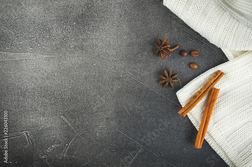 Background of coffee, cinnamon and anise stars