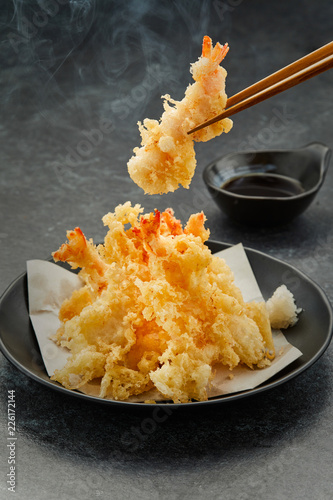 tempura shrimp japanese food deep fried delicious traditional