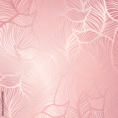 Abstract vintage seamless damask pattern. Rose gold