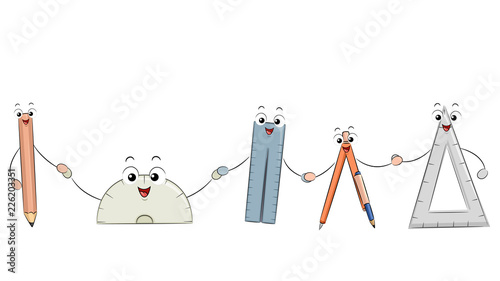 Mascot Math Tools Illustration