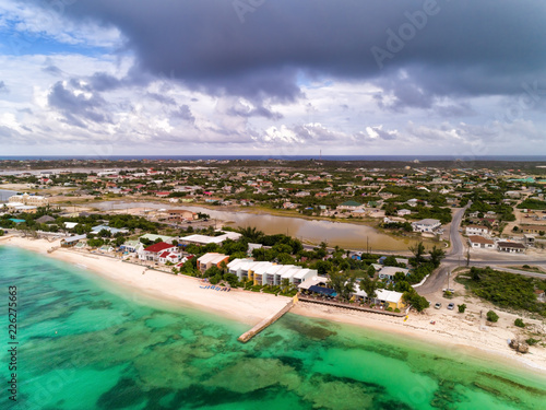 Aerial view of the beach with turquoise water on Grand Turk Caribbean Island