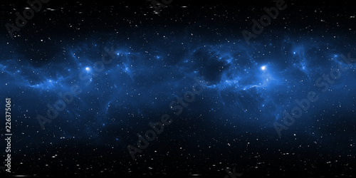 360 degree space nebula panorama, equirectangular projection, environment map. HDRI spherical panorama. Space background with nebula and stars