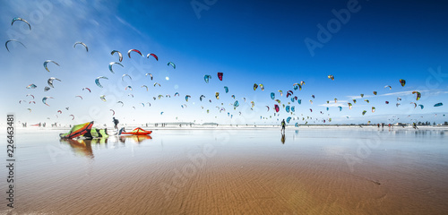 Kite surfing at Essaouira Beach, Morocco