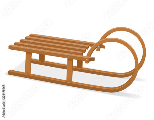 childrens wooden sleigh stock vector illustration