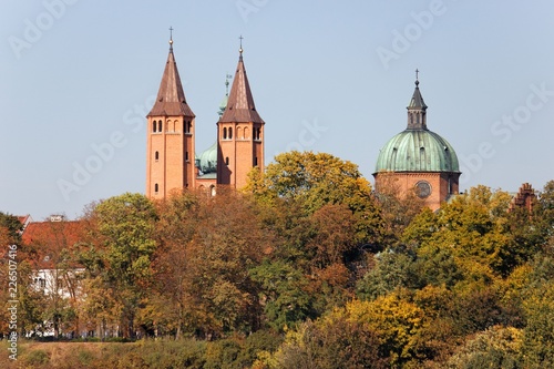 Cathedral towers and princely castle, Tumskie Hill in Plock, Poland