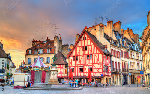 Traditional buildings in the Old Town of Dijon, France