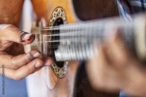 Detail of classical Portuguese guitar. Used for fado.