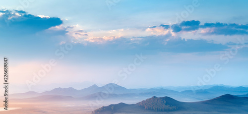 early morning in a mountains