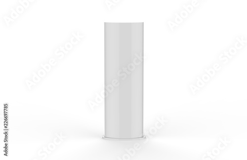 Curved PVC totem poster light advertising display stand, mock up template on isolated white background, 3d illustration