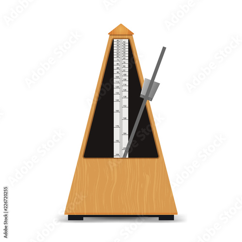 Realistic Detailed 3d Classic Mechanical Metronome. Vector