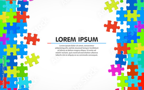 Colorful jigsaw puzzle. Blank simple background. Vector illustration