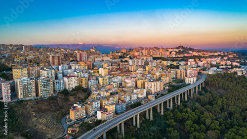 Aerial. Agrigento. A city on the southern coast of Sicily, Italy and capital of the province of Agrigento. It is renowned as the site of the ancient Greek city of Akragas.