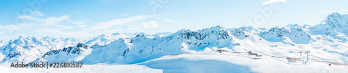 Panoramic photo of snowy mountains