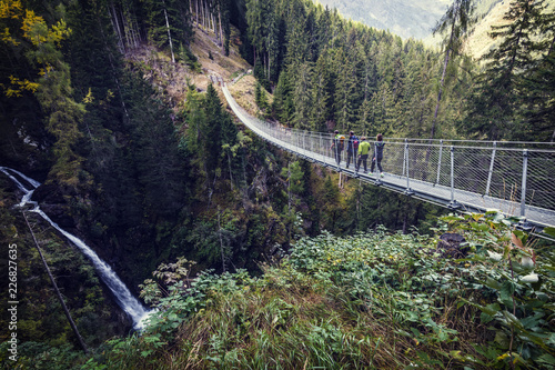suspended bridge on alps