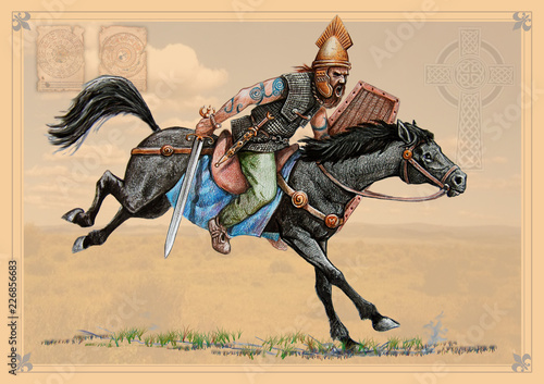 Celtic cavalryman. Historical illustration. Ancient warrior.