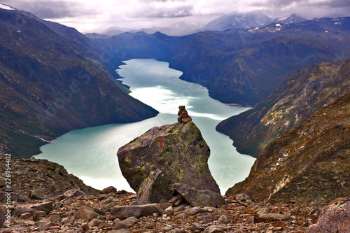 Mountain lake view. Jotunheimen National Park. Norway