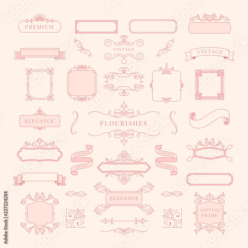 Collection of vintage ornament frame illustration