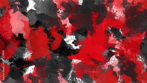 Red and black abstract background. Ink spots grunge textures. Vector illustration.