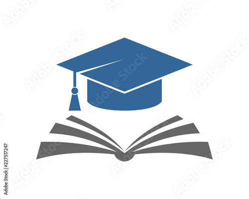 Vector Graduation Hat and Book School Sign Symbol Icon Logo Design Inspiration