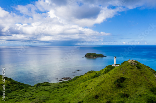 Top view of Cape Hirakubozaki in Ishigaki island with sunshine